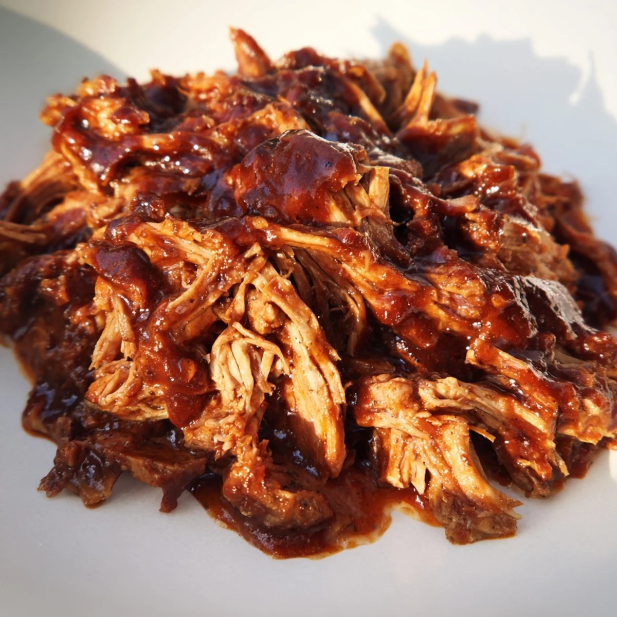 Tender 5-Ingredient BBQ Pulled Pork ready to be shredded, with rich, smoky barbecue sauce visible.