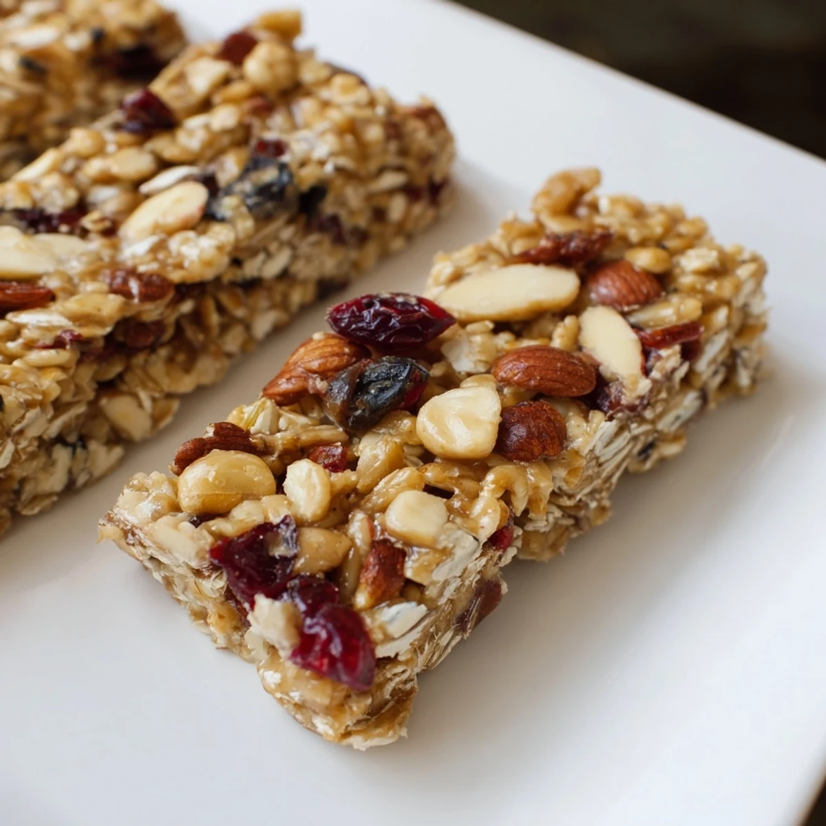 Close-up of hearty, gluten-free no-bake energy bars, perfect for a healthy and satisfying bite.