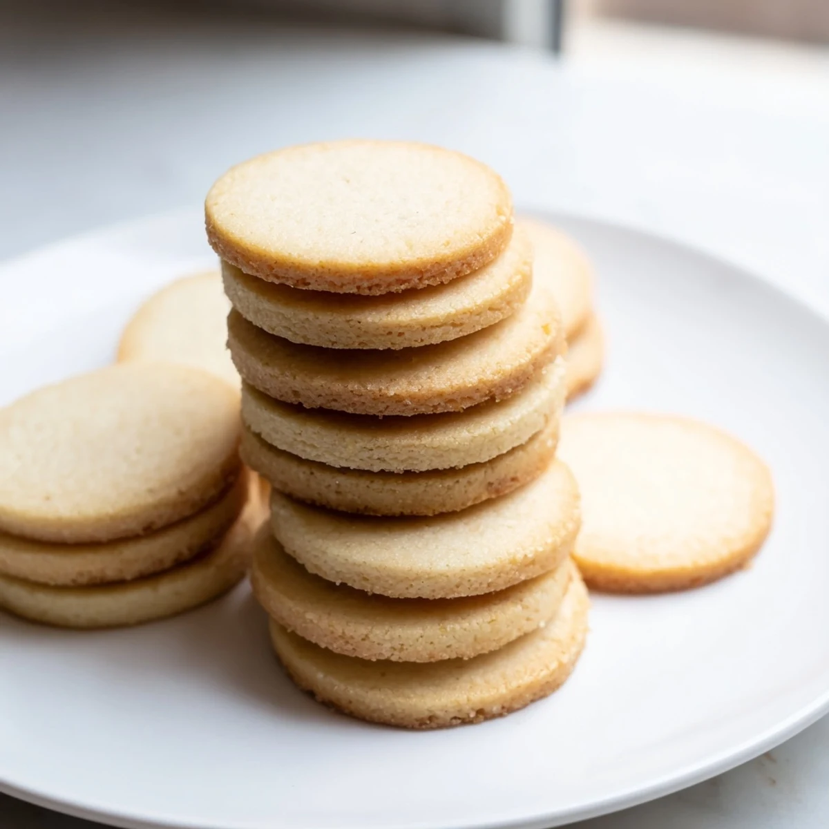 Golden honey butter shortbread cookies, baked to a perfect crisp, are delicious with coffee.
