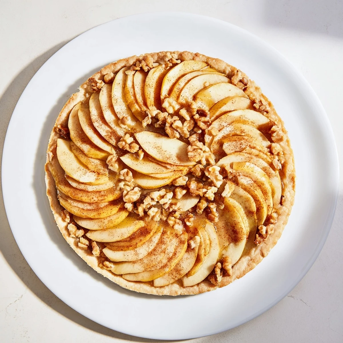 Warm and inviting, the lattice orchard pie showcases a woven apple design with glistening honey.