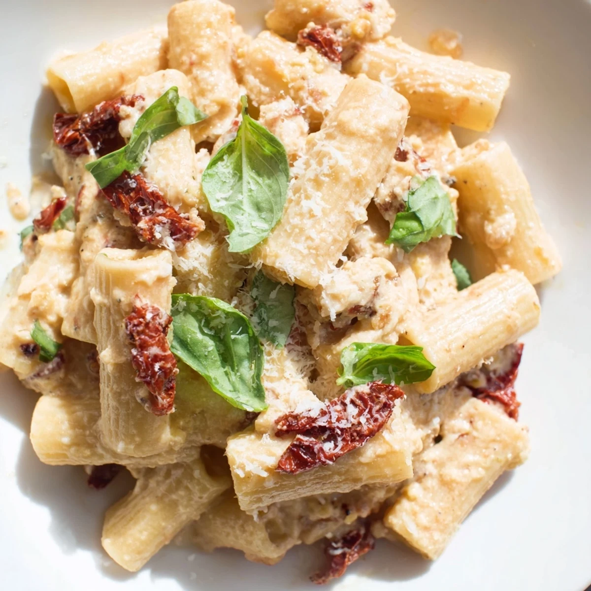 Creamy sun-dried tomato pasta: a comforting bowl of pasta coated in rich, flavorful sauce.