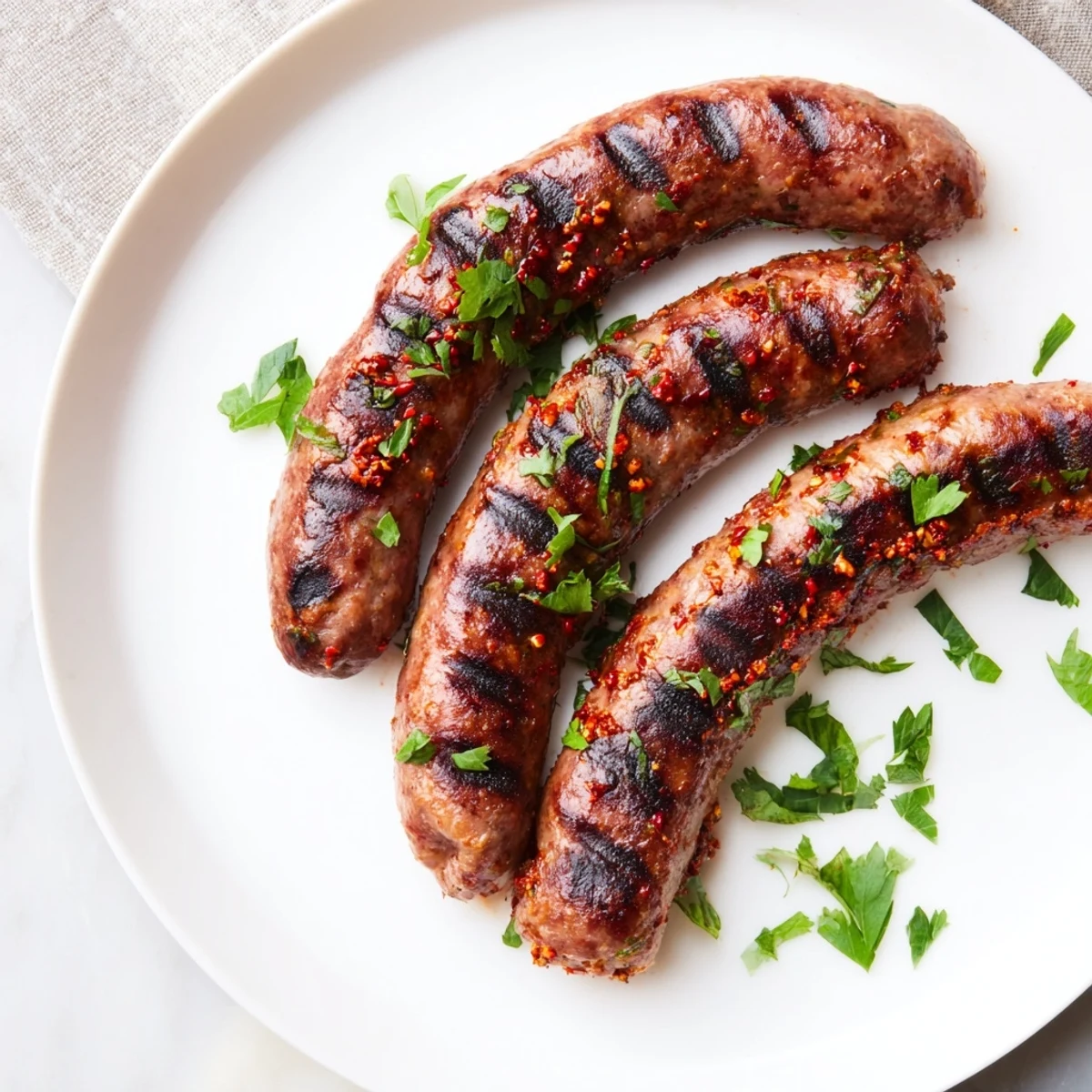 Picture this: perfectly cooked Tunisian Merguez, juicy with vibrant herbs, a delightful main dish.