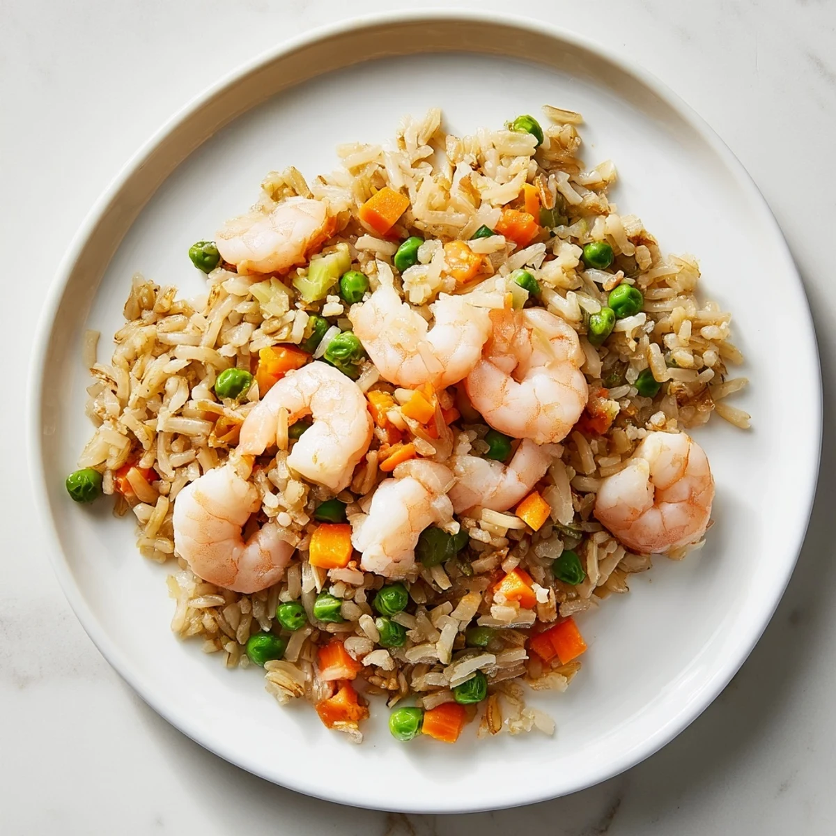 Golden-brown Shrimp Garlic Fried Rice sizzling in a wok, releasing aromatic garlic and soy sauce steam in a cozy kitchen setting.