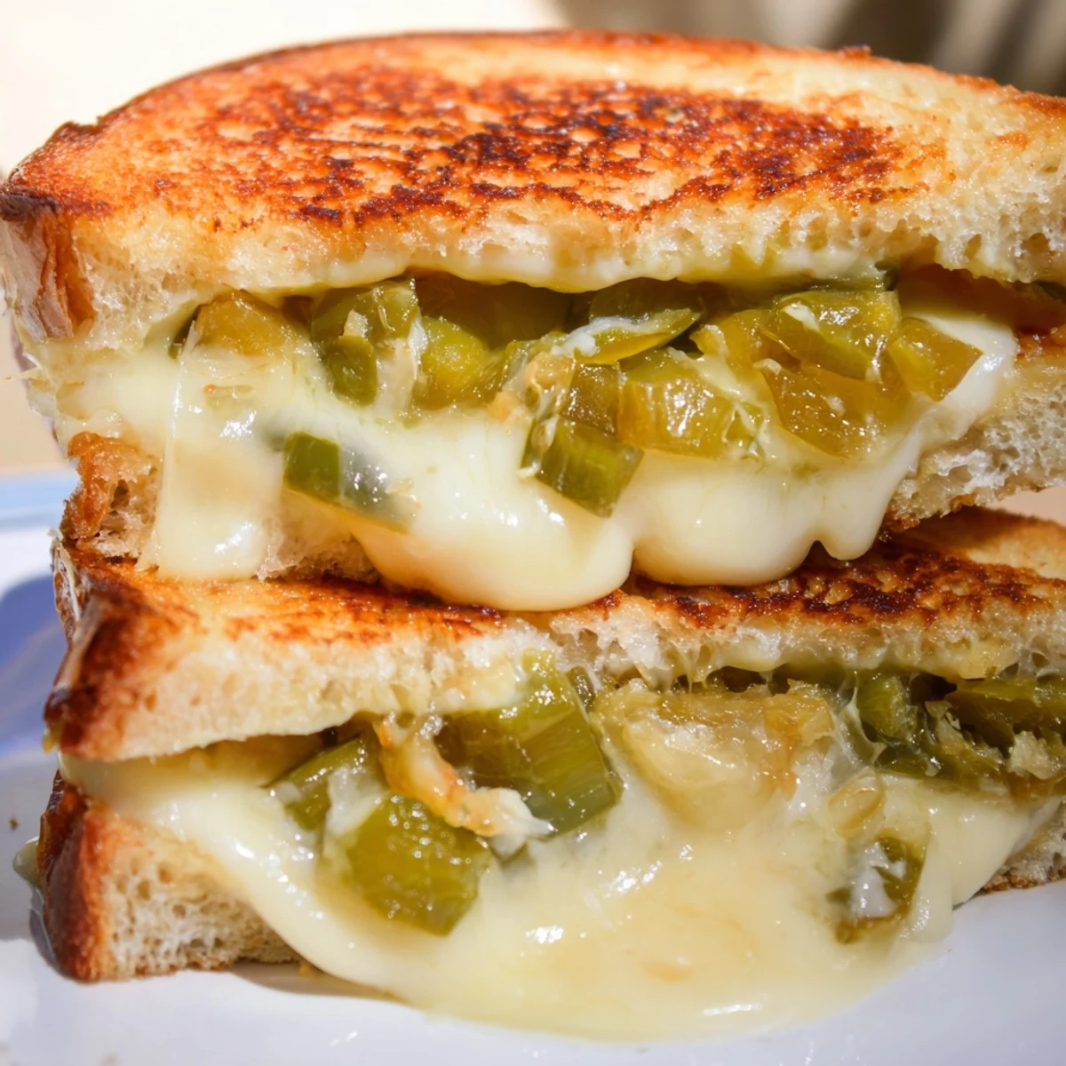 A serving of Jalapeño Pepper Jack Grilled Cheese alongside a comforting bowl of tomato soup for dipping.