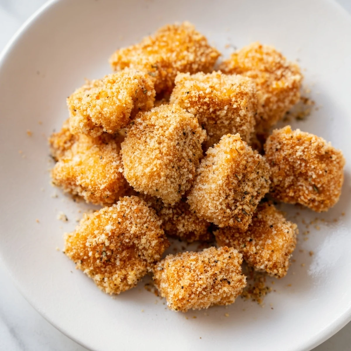 Crispy Chicken Greek Pasta served in a bowl with juicy tomatoes, cucumbers, red onions, and fresh parsley, topped with golden chicken.