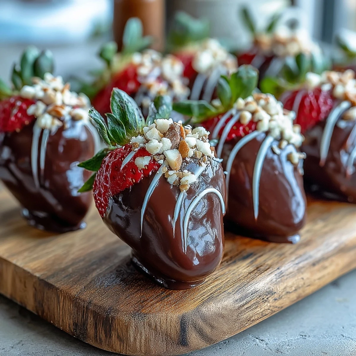 Fresh strawberries dipped in semisweet chocolate, topped with shredded coconut on a white plate.