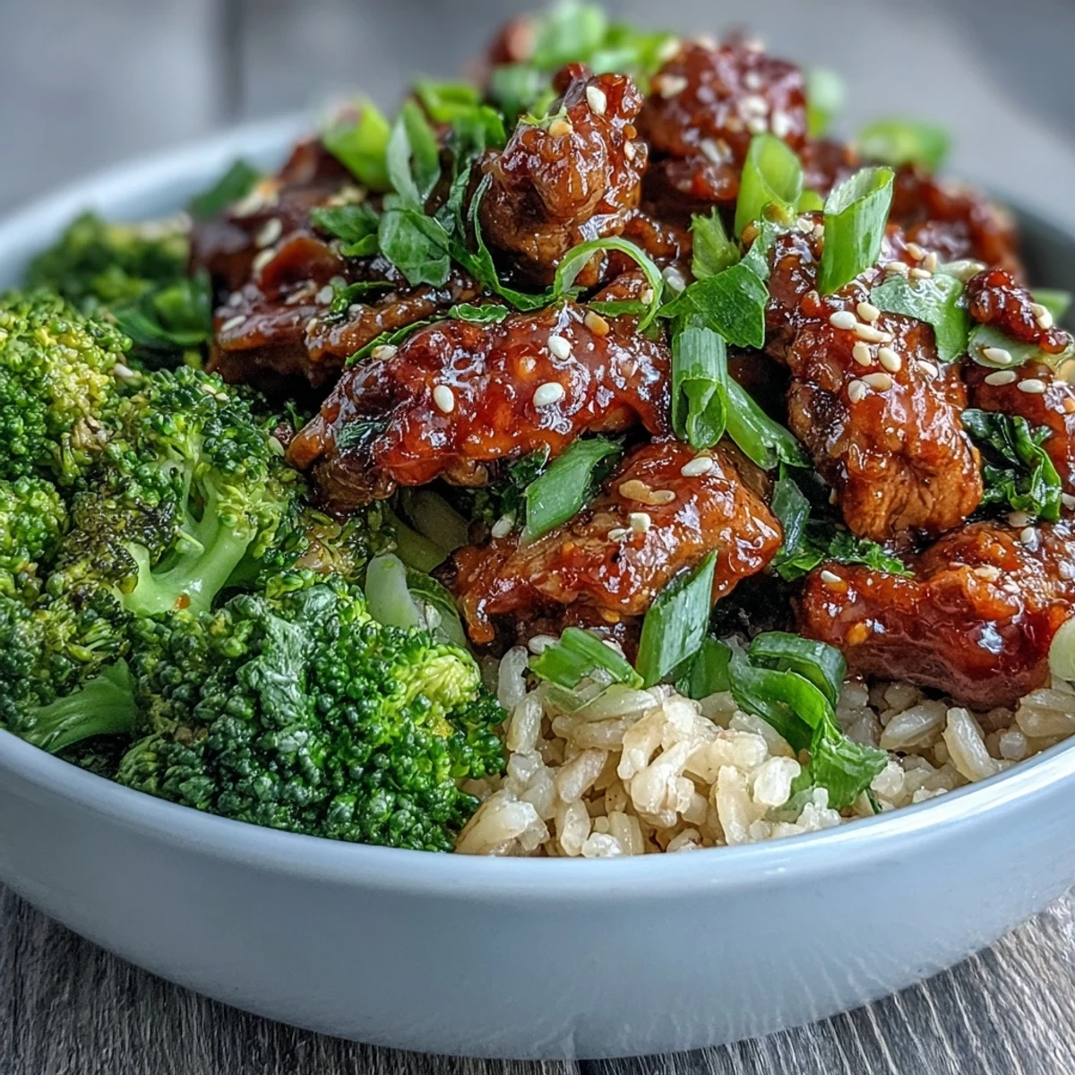 A vibrant bowl of Sweet and Spicy Turkey Broccoli Bowls, ready to eat with juicy ground turkey, crisp broccoli, and a glossy, aromatic sauce.