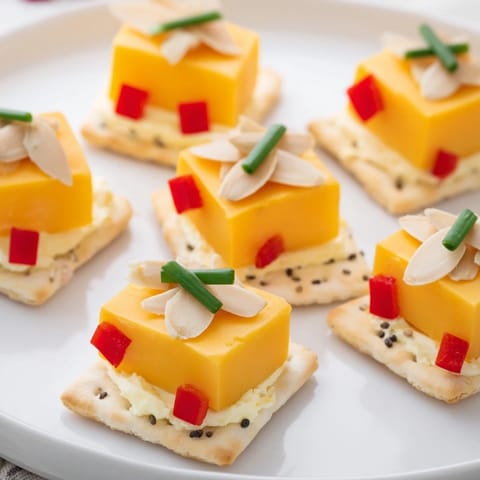 Creamy cream cheese snow surrounds the delicious, bite-sized components of this Alpine Village recipe.