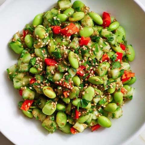 Edamame cucumber sesame salad