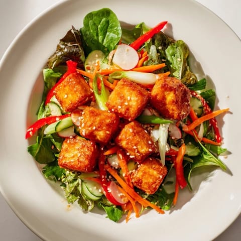 Golden Crispy Tofu Salad