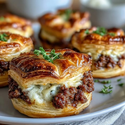 A plate of Mini Beef Tourtières is served with cranberry chutney and fresh parsley garnish.