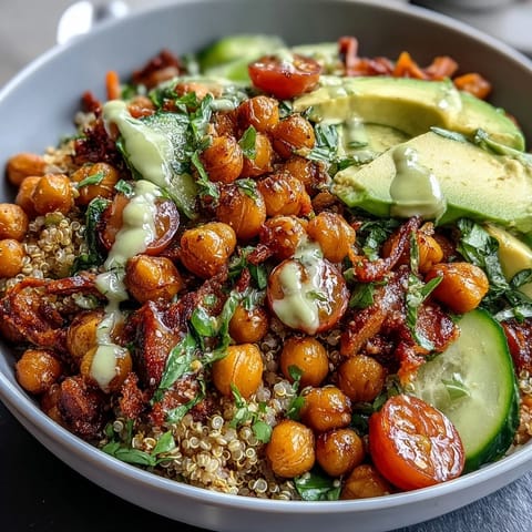 Lemon Vinaigrette Grain Bowls with Roasted Chickpeas - Vibrant bowls with roasted chickpeas, fresh vegetables, and zesty lemon dressing over fluffy quinoa.