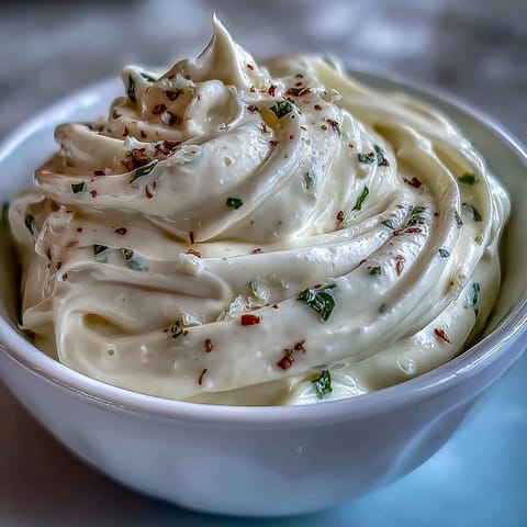 Creamy homemade garlic aioli, perfect for dipping fries or vegetables, made with fresh garlic and lemon.