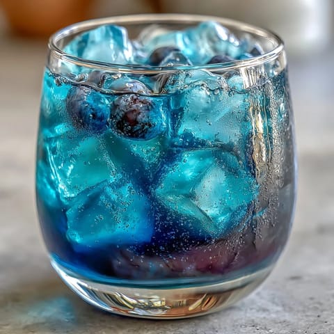 Color-changing butterfly pea flower lemonade transforms from blue to purple when mixed with fresh lemon juice and ice.