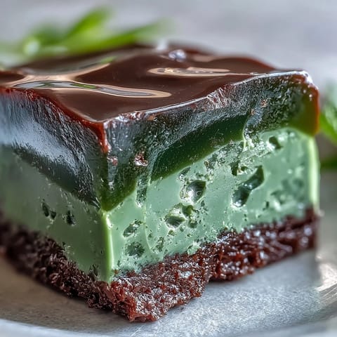 Yokan Japanese Red Bean Jelly with Matcha, a beautiful layered dessert, sliced.