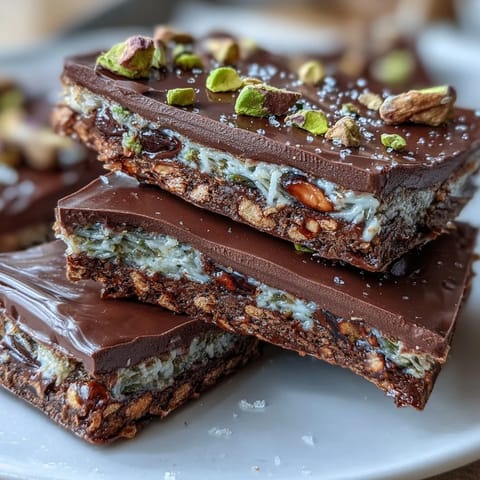 Decadent chocolate bark, Viral Dubai style, featuring pistachios and airy pastry.