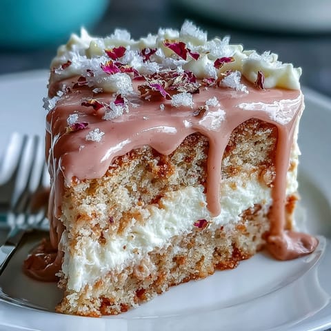 Bridal Shower Rosé Velvet Cake: elegant pink cake with shimmering gold drip.