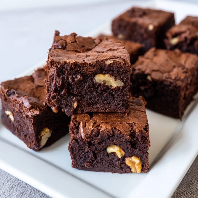 Gooey, chocolate-packed fudgy walnut brownies, perfect after a single-pan bake, ready for dessert.