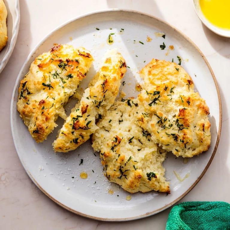 Warm, rustic Yeast-Free Garlic and Rosemary Bannock Bread with a crispy crust, aromatic and inviting.