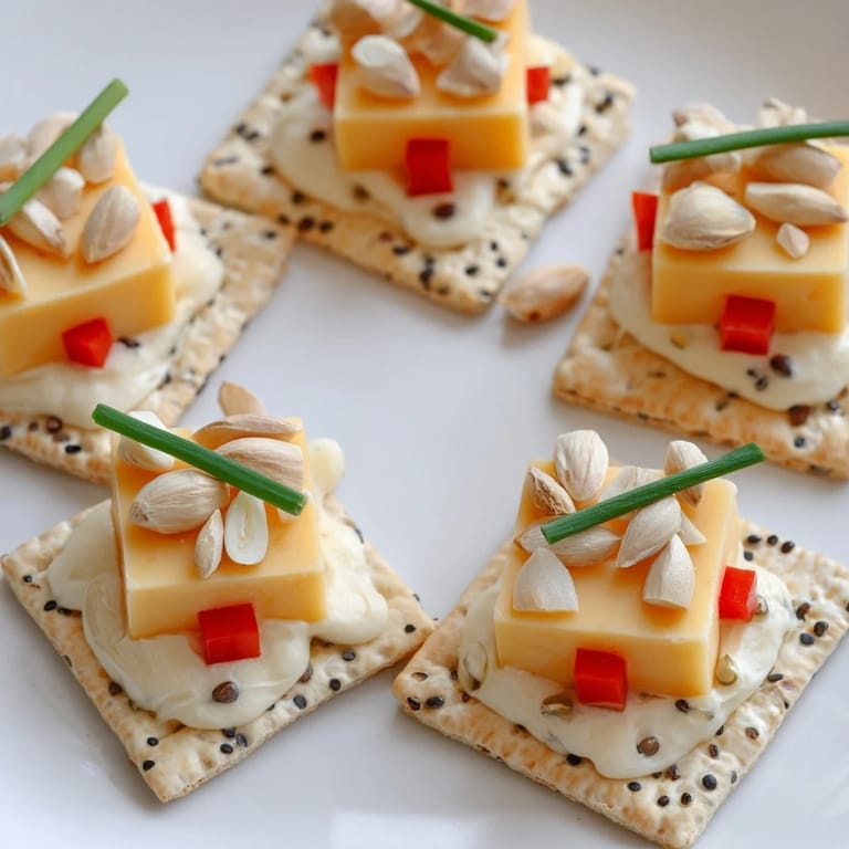 Imagine a vibrant Alpine Village: cheese houses sit on crackers, ready for a unique appetizer.