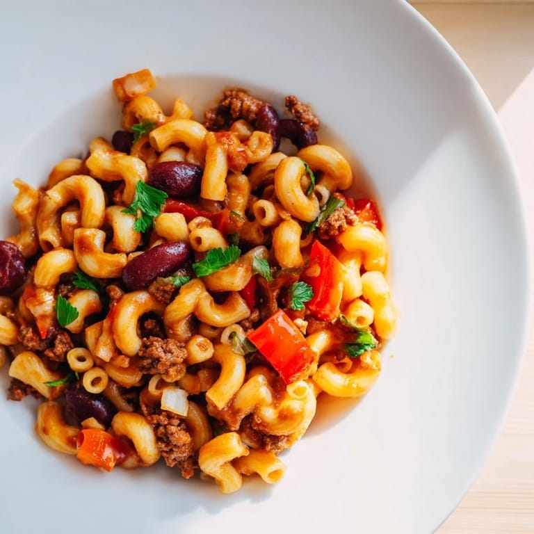 Rich and savory One-Pot Ditalini with Hot Cocoa Chili, perfect for a cozy weeknight meal.