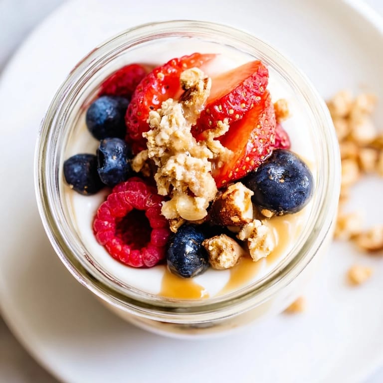 Enjoy a refreshing and protein-rich Cashew Butter Yogurt Parfait, perfect any morning.