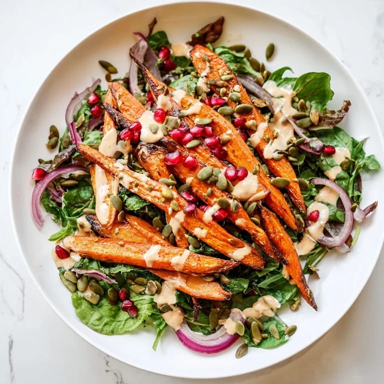 This refreshing Roasted Carrot Salad combines sweet carrots with a zesty tahini-lemon sauce.