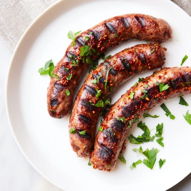 Picture this: perfectly cooked Tunisian Merguez, juicy with vibrant herbs, a delightful main dish.