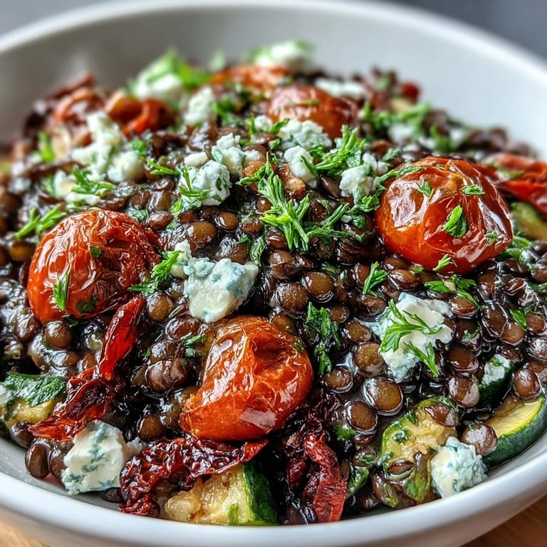 Delicious Black Lentil Salad, perfect for a healthy lunch with vibrant, fresh ingredients.