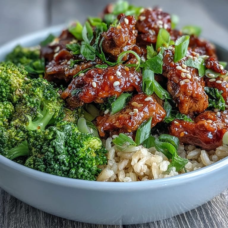 A vibrant bowl of Sweet and Spicy Turkey Broccoli Bowls, ready to eat with juicy ground turkey, crisp broccoli, and a glossy, aromatic sauce.
