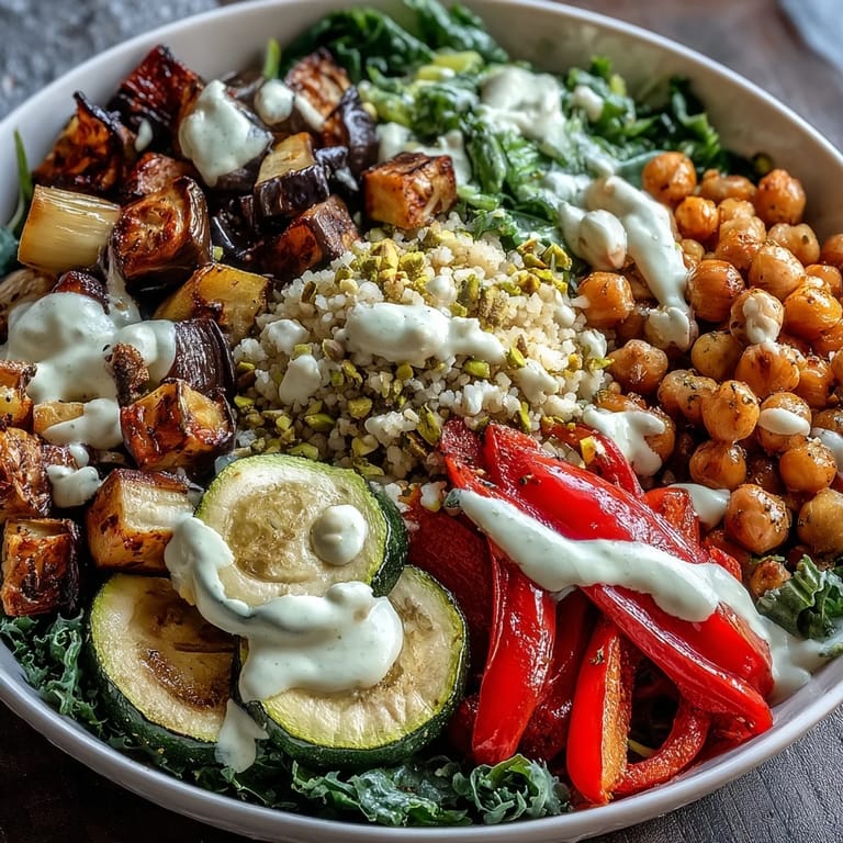 Ready for the week, colorful Mediterranean Buddha Bowl Meal Prep features sweet peppers and kale with a luscious, garlicky tahini drizzle.