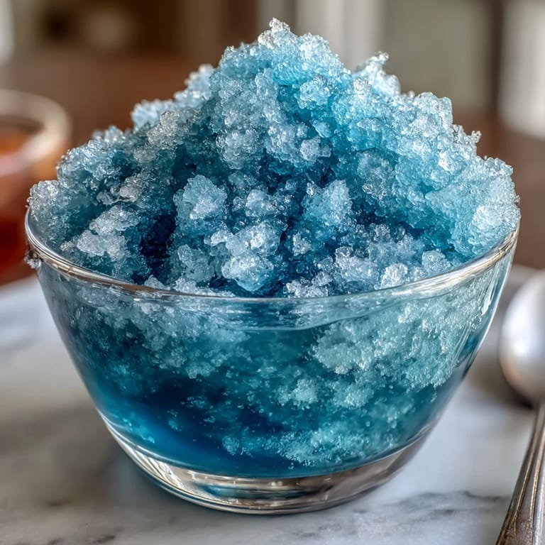 Refreshing Blue Raspberry Lemonade Slushie topped with lemon slices and raspberries.