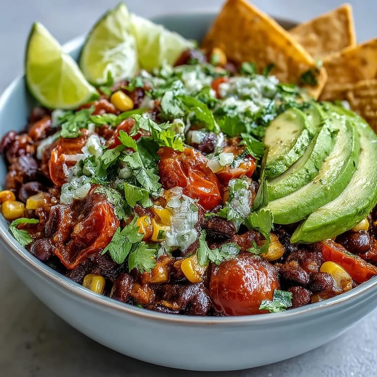 Hearty Plant-Based Taco Bowl with avocado and zesty salsa, a perfect meal.