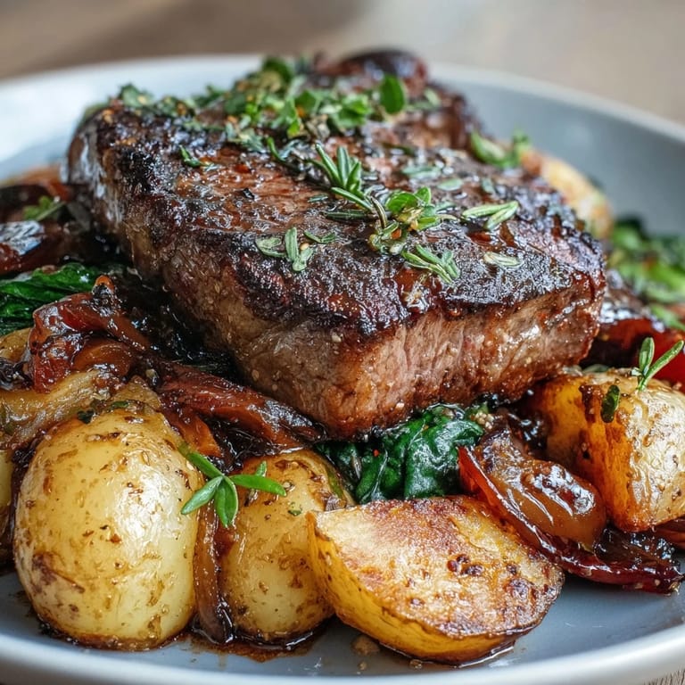 Savory Father's Day Steak and Potato Sheet Pan Dinner, a complete meal.