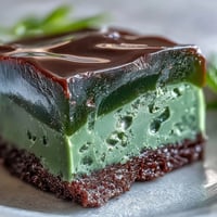 Yokan Japanese Red Bean Jelly with Matcha, a beautiful layered dessert, sliced.